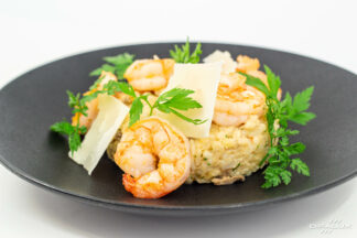 Risotto de langoustinas aux pleurotes et panais